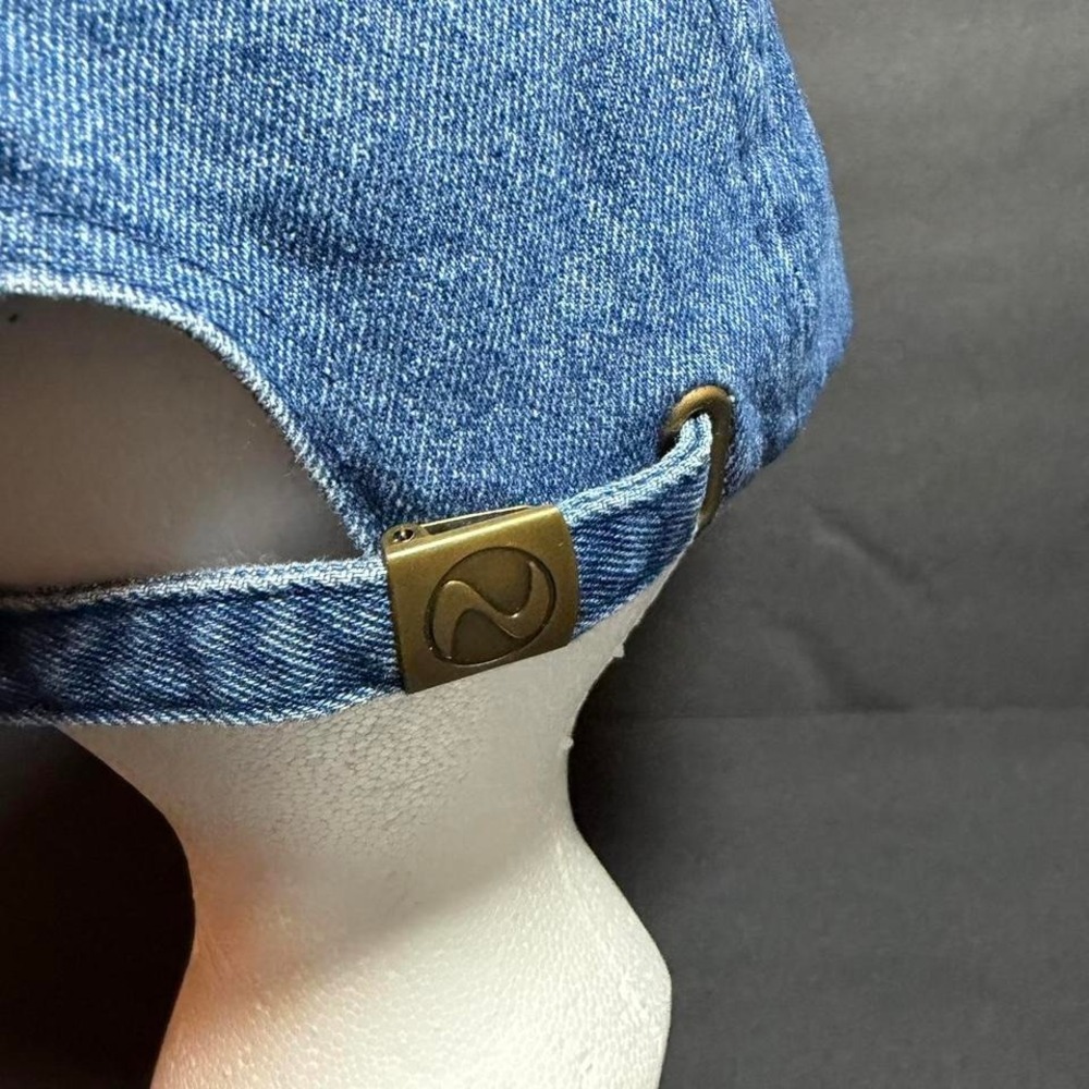 Newhattan Denim Baseball Cap Blue Black Faux Suede Brim Adjustable Hat Mens OS - Picture 5 of 8